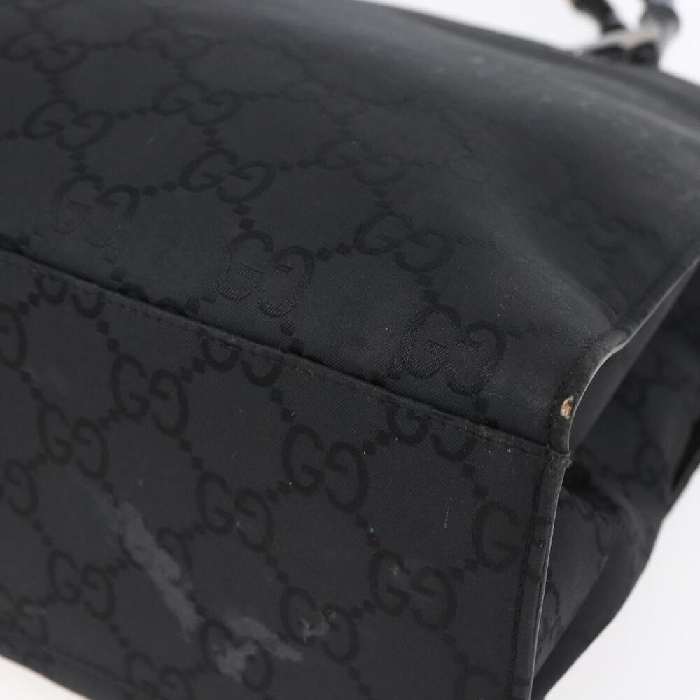 GUCCI Bamboo GG Canvas Hand Bag Black Silver 002 1010 3754 Auth 154446 - Picture 9 of 16